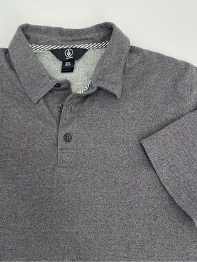 Volcom Gray Polo Shirt School Uniform Active Athleisure Minimalist Skate Classic